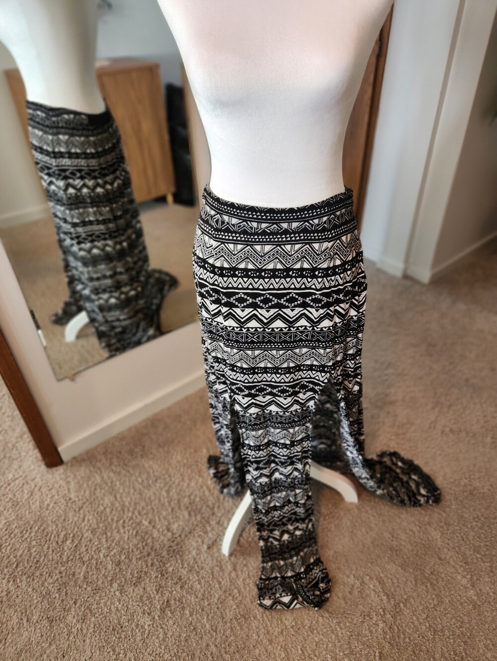 (2 For $25) Forever 21 Black and White Aztec Maxi Skirt